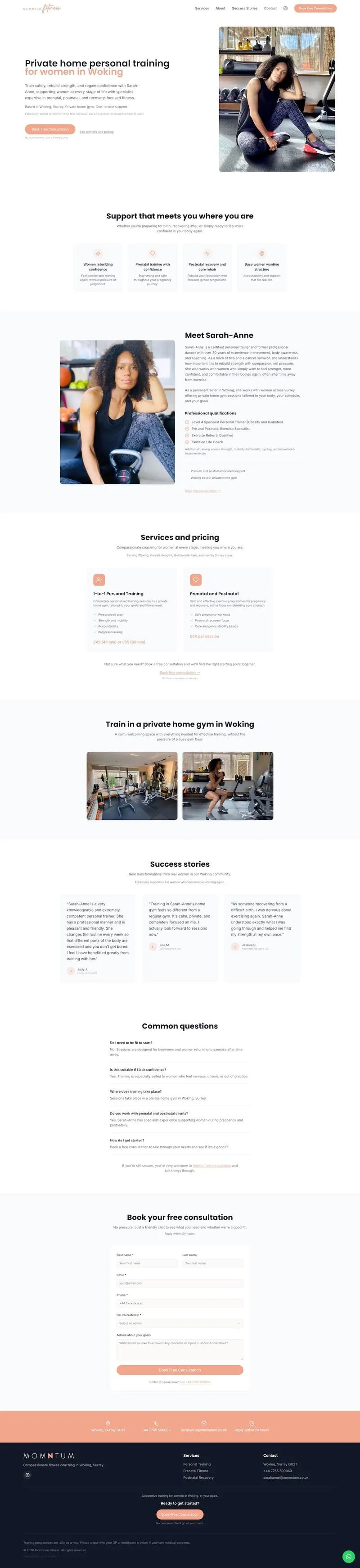 Momntum personal training website